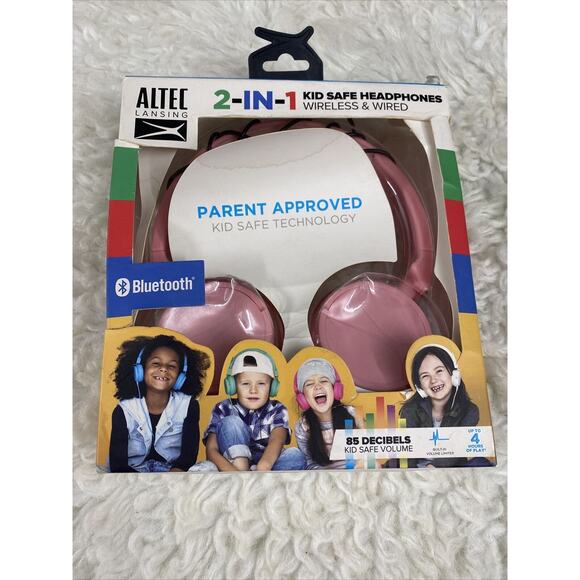 Altec Lansing WIRED wireless 2-in-1 Bluetooth Kid-Safe Headphones, Princess Pink - Picture 2 of 5